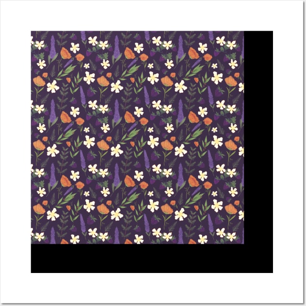 Northern California Floral Repeat Pattern Wall Art by misnamedplants